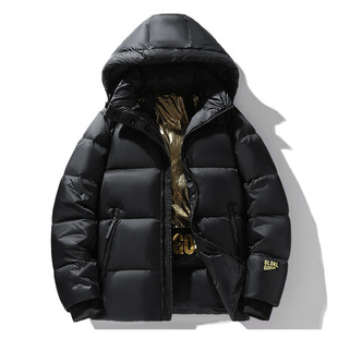 Customized Logo Black Gold Ultra-Thick down Cotton Coat Couple's Cotton Coat Minus 40 Hooded Cold-Proof Coat Thickeneded and Warm for Men