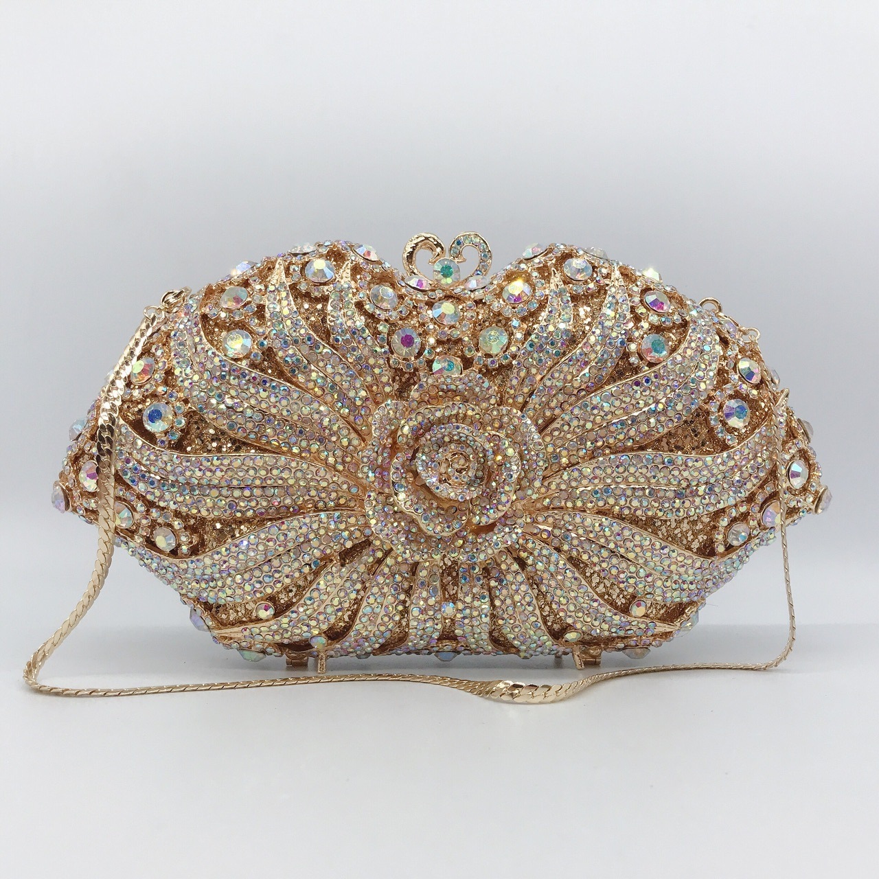 * Cross-border AliExpress hueco metal con diamantes bolsas de cena vestidos de banquete de damas bolsas de maquillaje de mano de diamantes completos