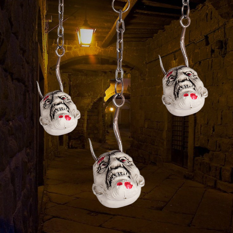 Accesorios de terror de Halloween transfronterizos gancho de cadena de hierro gancho de mano cabeza de gancho de pie casa embrujada escena de habitación secreta patio decoración de terror