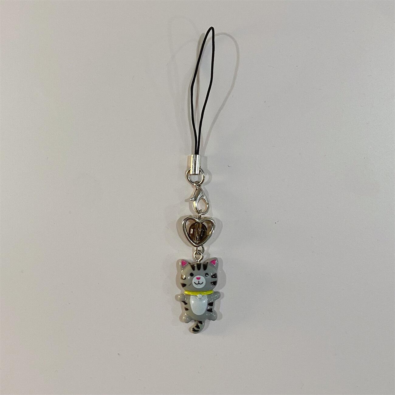 6g Weight Mobile Phone Chain, Keychain Classification 1 Piece Quantity Daily Occasion Resin Material Heart Shape, Cat Pattern Cute, IG Style Style 1 Piece Cute IG Style Heart Shape Cat Resin Mobile Phone Chain Keychain 4