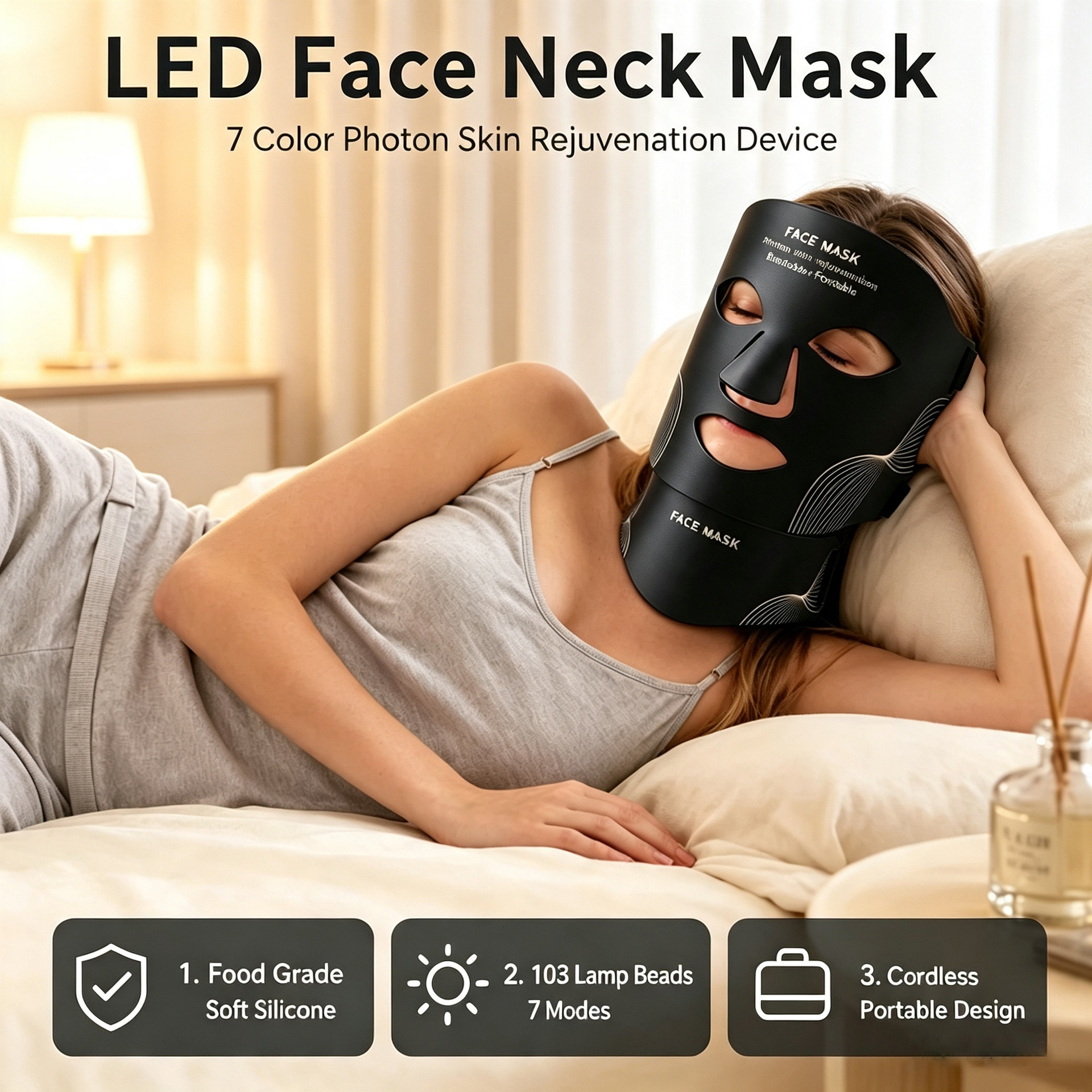 실리콘 레드라이트 마스크 기기 러시아 국경 간 가정용 LED 얼굴 광 스펙트럼 장치 적외선 컬러 광자 미용 마스크