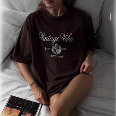 AliExpress 多用途レタープリント半袖 Tシャツ女性の夏ヨーロッパとアメリカ 2025 新しいカジュアルルーズプルオーバートップ