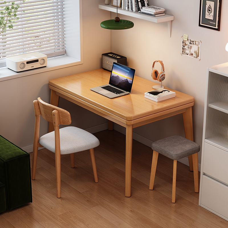 Mesa de comedor plegable pequeña casa retráctil no ocupa espacio mesa de comedor simple pierna de madera sólida multifuncional mesa de comedor doméstica