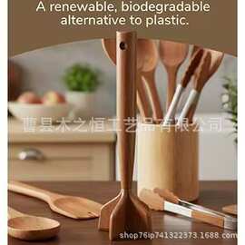 跨境厨房木质捣碎器土豆泥肉沫实木制作器餐厅多功能木质烹饪工具