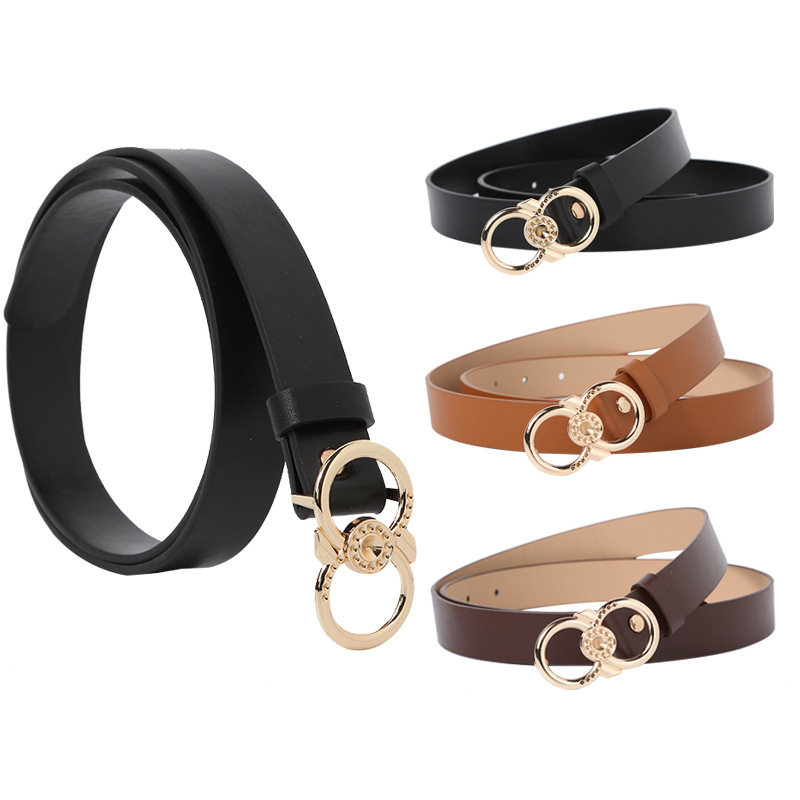 Fashion double ring belt all-match stude...