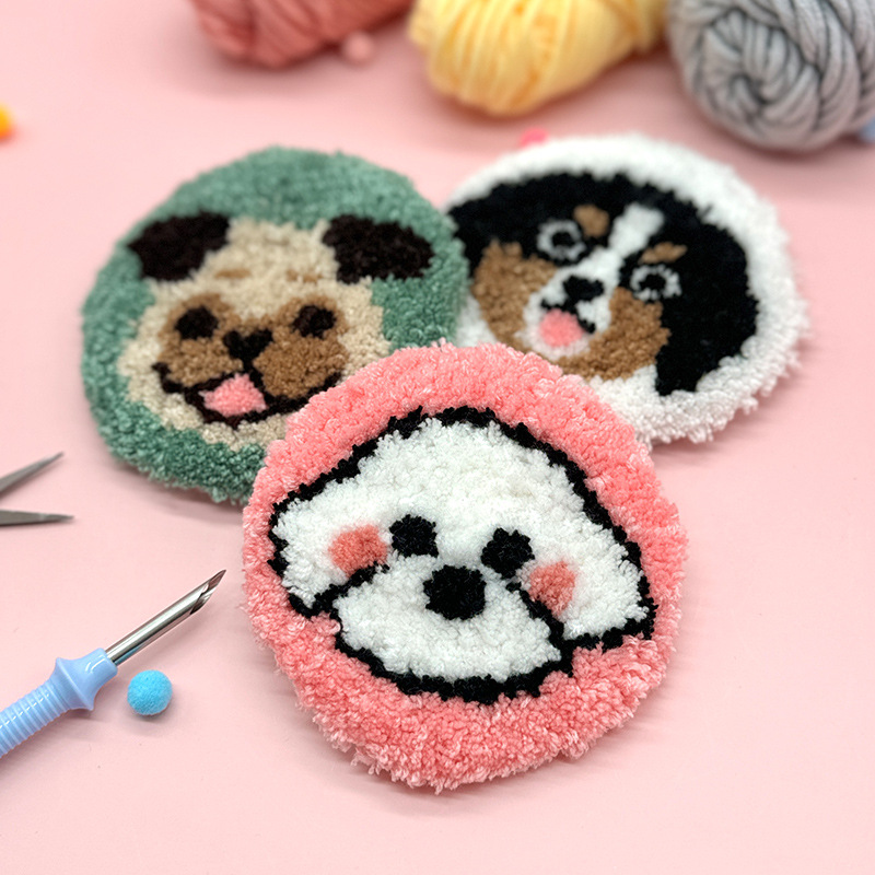 Cojín de taza de peluche animal hecho a mano diy material bordado paquete ruso de goma de goma de dibujos animados para niños pequeños cojín de taza