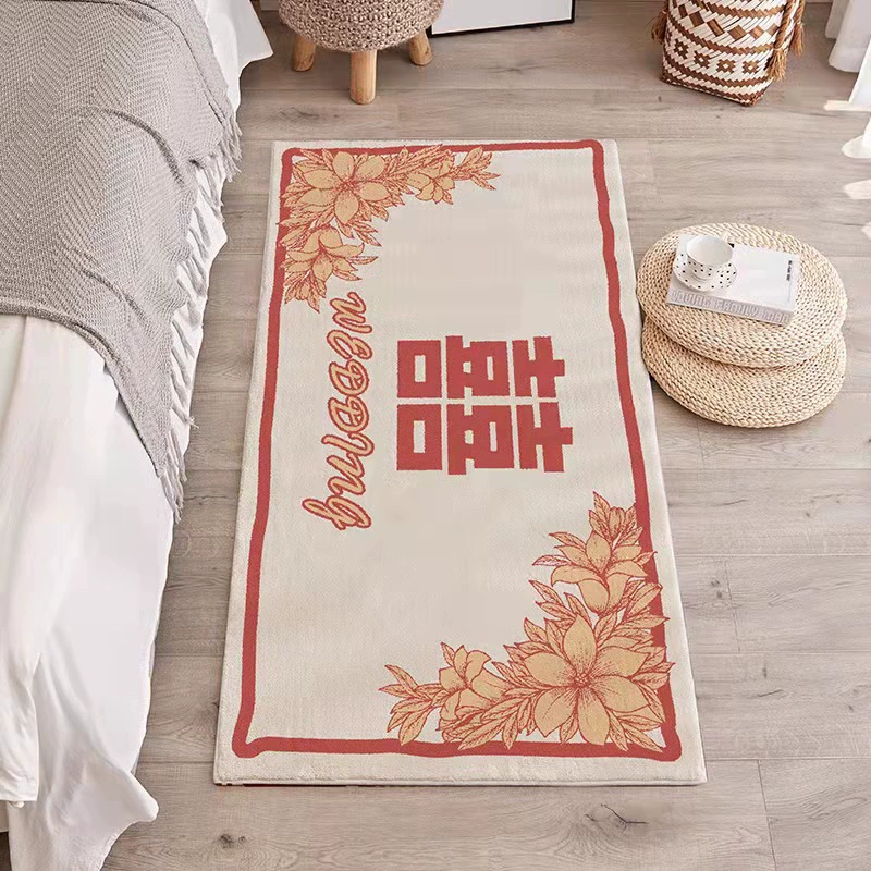 Китайский стиль свадебное красное hi-символ bedroom imitation cashmere плед у двери прихожей, нескользящий влагопоглощающий ковер