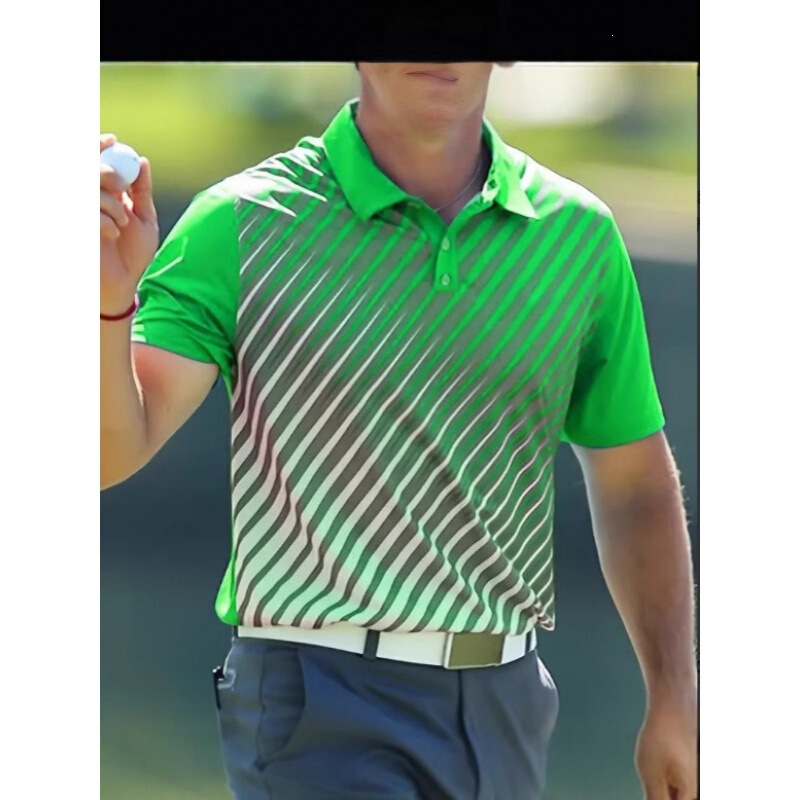 New Summer Fashion Men's Printed Short-Sleeved Collared Shirt, Suitable for Golf and Tennis Polo Factory