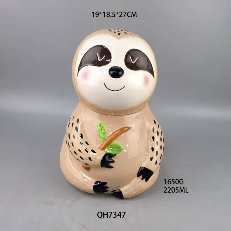 Tarro de galletas perezoso de cerámica, panda en relieve, tanque de almacenamiento de ballenas de dolomita pesada, tanque de dulces, decoración de regalo de cumpleaños