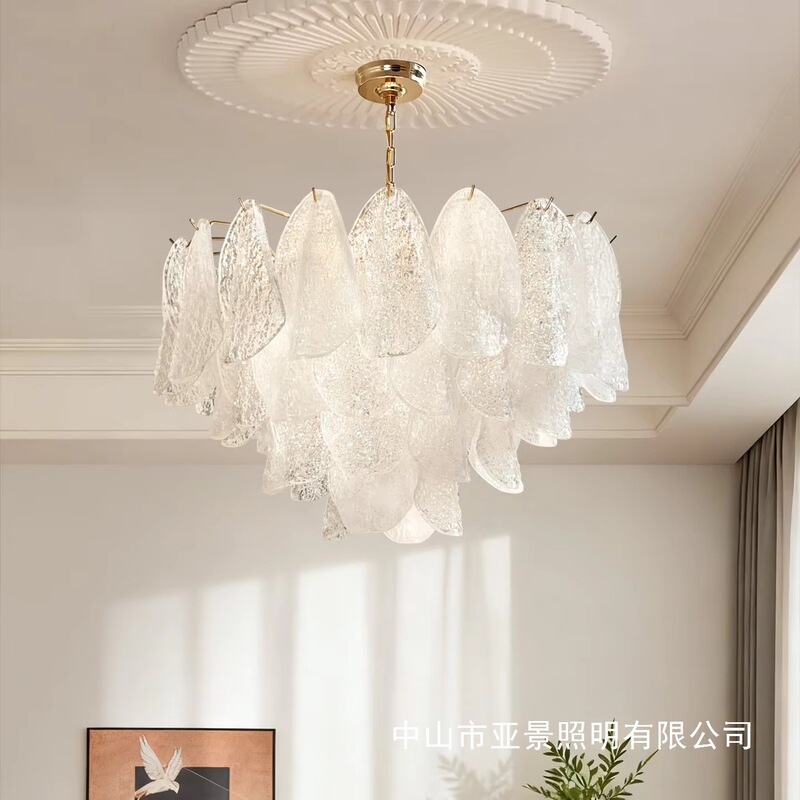 French Medieval Style Chandelier Modern Cream Style Crystal Romantic Dining Room Bedroom Lamp Murano Petal Chandelier French Medieval Style Chandelier Modern Cream Style Crystal Romantic Dining Room Bedroom Lamp Murano Petal Chandelier