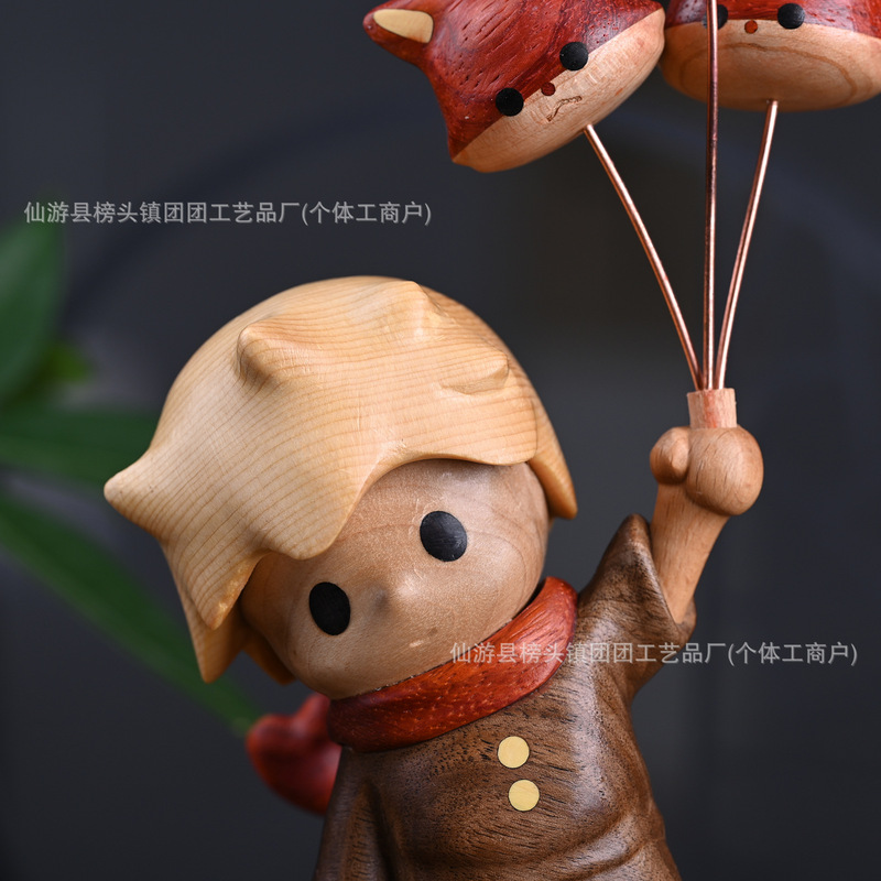 榉木玫瑰丸子治愈系木质拼木卡通可爱玩偶家居创意桌面摆件批发|undefined