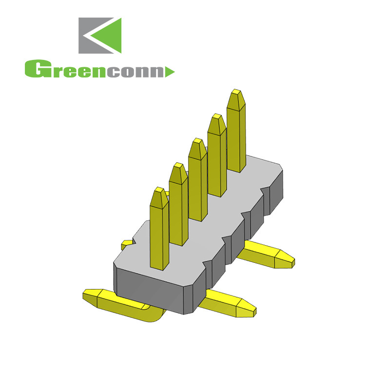 greenconn排针Pin距1.27mm单排单塑90度弯脚5p-50p排针连接器