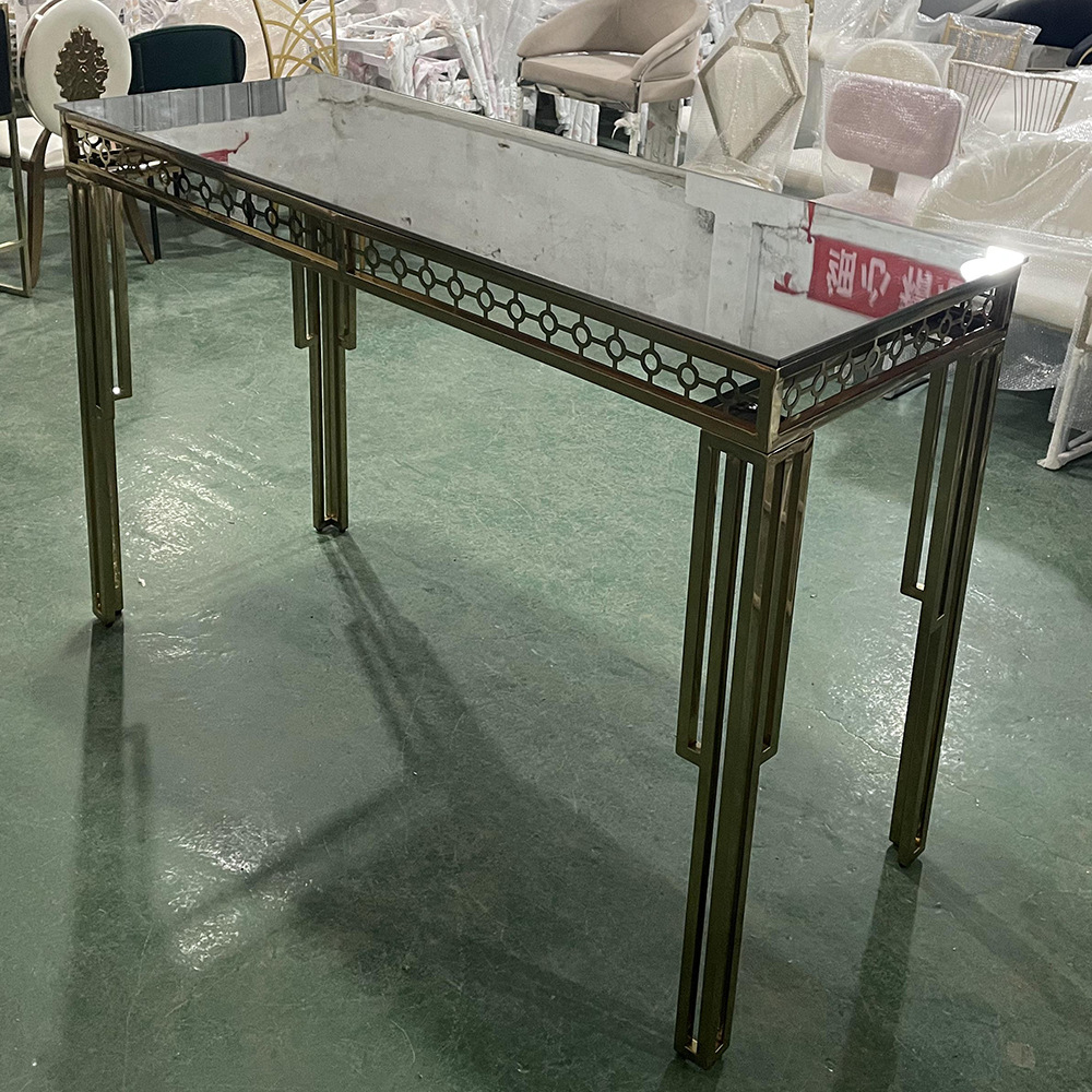 Mass Customization of Commercial Accessible Luxury Wedding Banquet Table High Bar Stainless Steel Glass Rectangular Home Dining Table