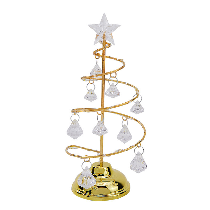 Decoración de Navidad de hierro forjado luminoso escritorio árbol de Navidad cristal árbol de Navidad luz de noche decoración de regalos de Navidad