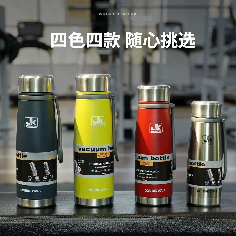 Jiakang цельностальной термос из нержавеющей стали 316 чашка большой емкости для чая и разделения воды спортивный чайник для путешествий на открытом воздухе с ручкой