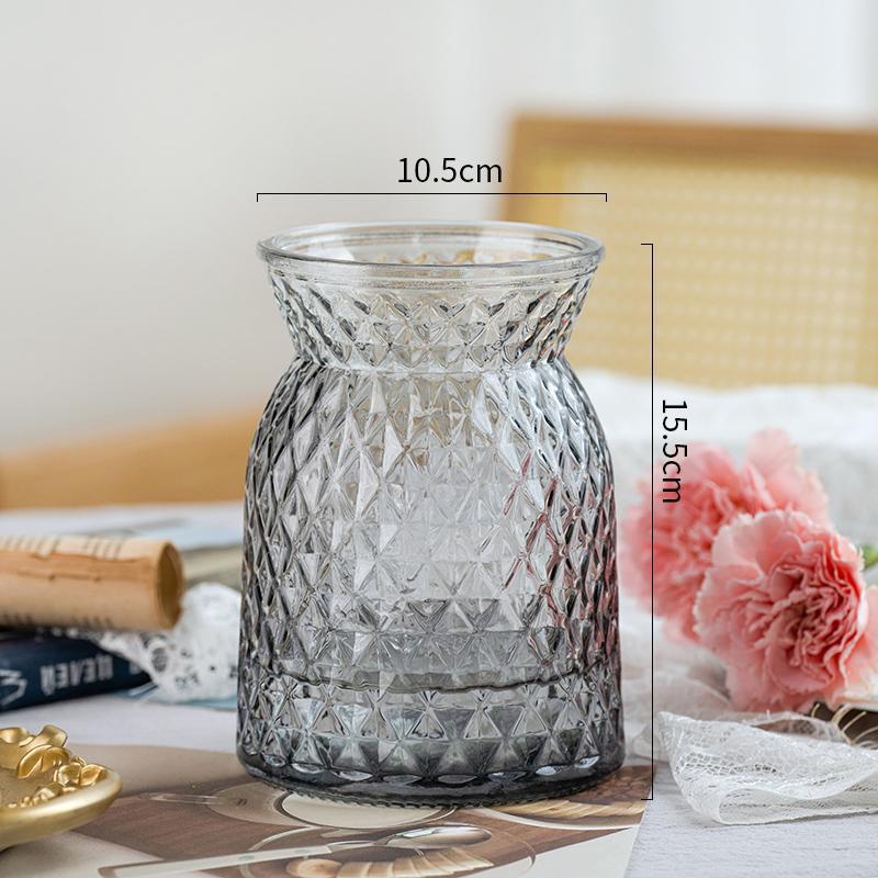 Vaso de vidrio retrógrado europeo en forma de jarro de doble oreja transparente hidropónico francés ramo de flores frescas secas adornos domésticos de gran calibre