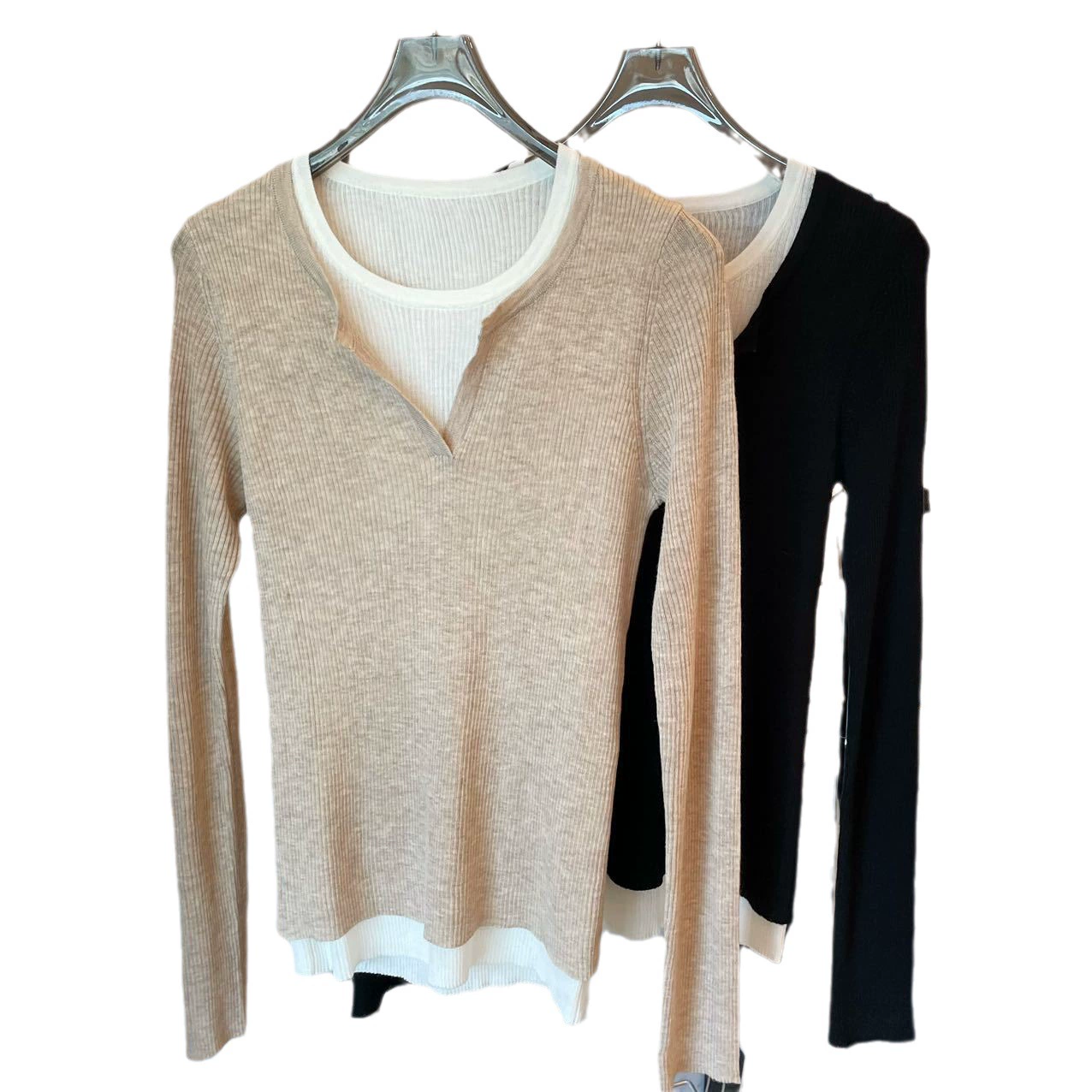 Autumn woolen set, long-sleeve, base body-friendly sweater