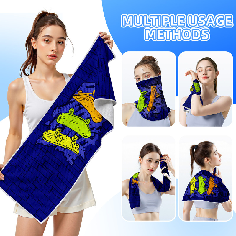 [Sports Sunscreen Towel] Sweat-Absorbent Gym Towel Hand Width Customized Cycling Mountaineering Printed Cold Feeling Quick-Drying Towel