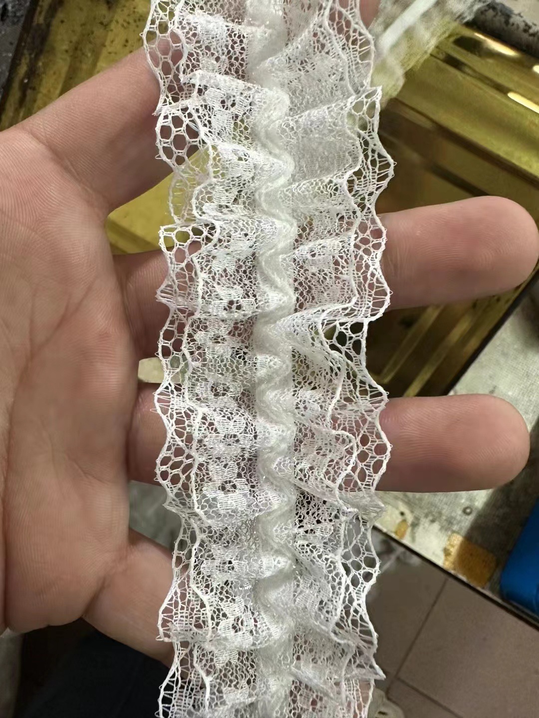 폭 4CM * 길이 1 야드 더블 레이어 레이스 가장자리 흰색