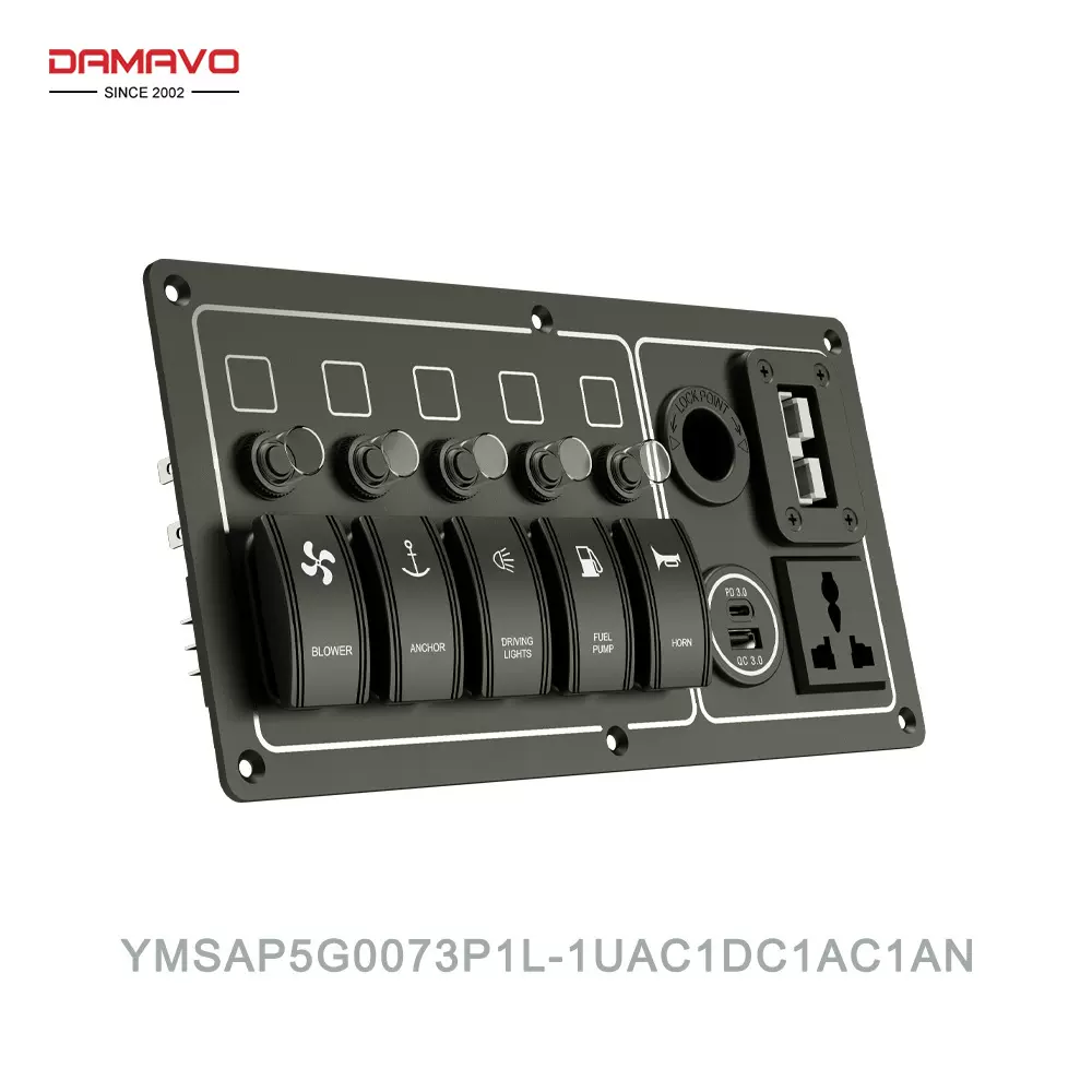 铝合金改装翘板开关面板带USB插座电流电压表输入12V-24V防水设计