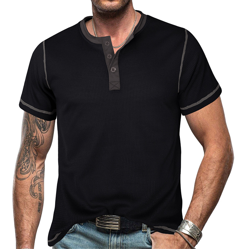 Men's Solid Color Patchwork T-shirt Men's Clothing display picture 19