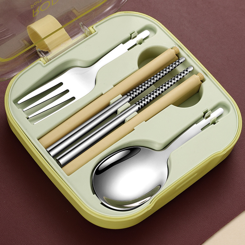 304 ステンレス鋼ポータブルセット食器学生取り外し可能なポケットエルフスプーンフォーク箸 3 点セット屋外|undefined