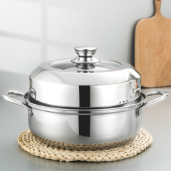 雙層蒸鍋家用不鏽鋼 28cm韓式湯鍋電磁爐燃氣爐可用加深加厚火鍋