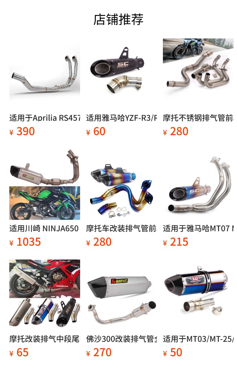 Motorcycle Modified Exhaust Pipe Front Section Connecting Pipe Middle Section Elbow Tail Section Exhaust Pipe Aprilia Rs457