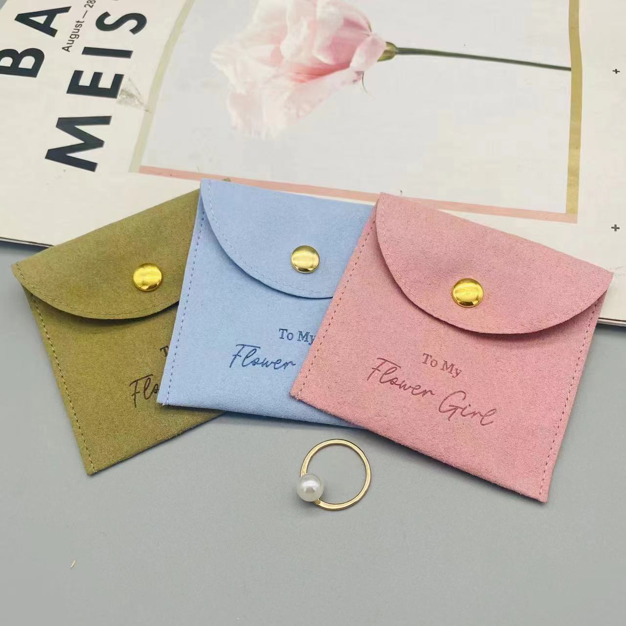 源头工厂直销批发真超纤翻盖暗扣包装收纳小饰品银行卡零钱身份证