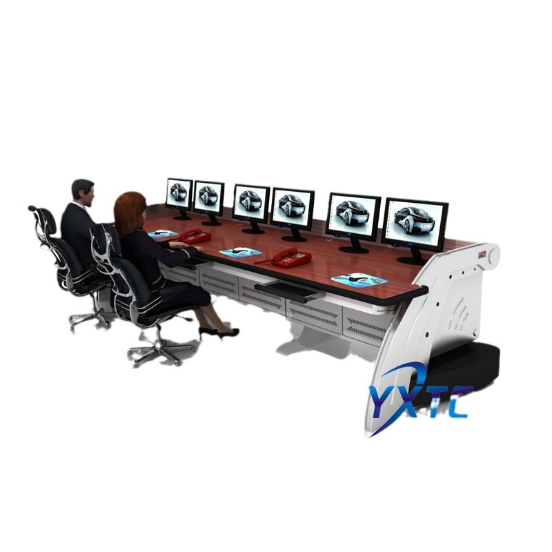 Technological Control Room Console, Command Center Dispatch Room Workstation, Computer Room Desk, Curved Monitoring Console