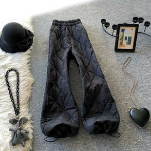 Rhomboid Clamp Cotton Wide Leg Pants Women's Winter Thickened New Fashion Loose Slimming Leg Cotton Pants Casual Pants