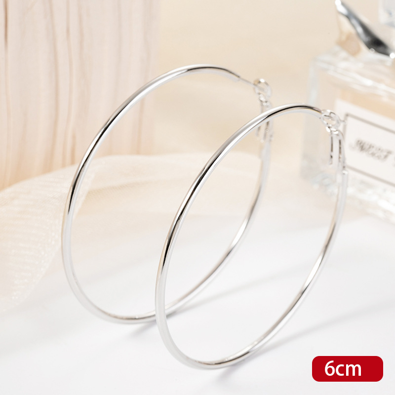 H2003 glossy earrings silver 6CM