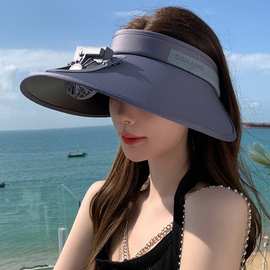 可充电风扇帽子女夏季出游遮阳防紫外线太阳帽大檐冰丝空顶防晒帽