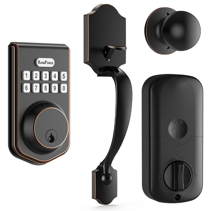 해외 직구 유럽/미국 스타일 목재 도어 세트 - 블랙 데드볼트 잠금장치