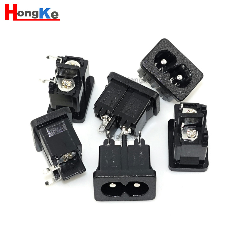 AC8字型电源插座 AC8字插座卡式 带极无耳朵AC-026插座二脚卡位