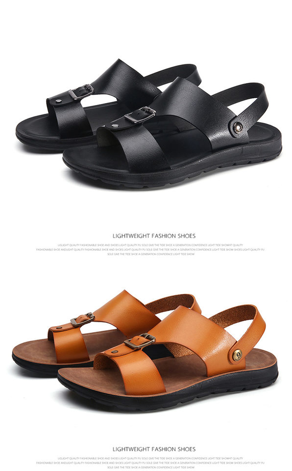 Dép sandal nam quai ngang hở ngón thoáng khí kiểu Hàn Quốc đi biển và dạo phố — Màu trắng, Đen toàn bộ, Đỏ rượu chi tiết 18