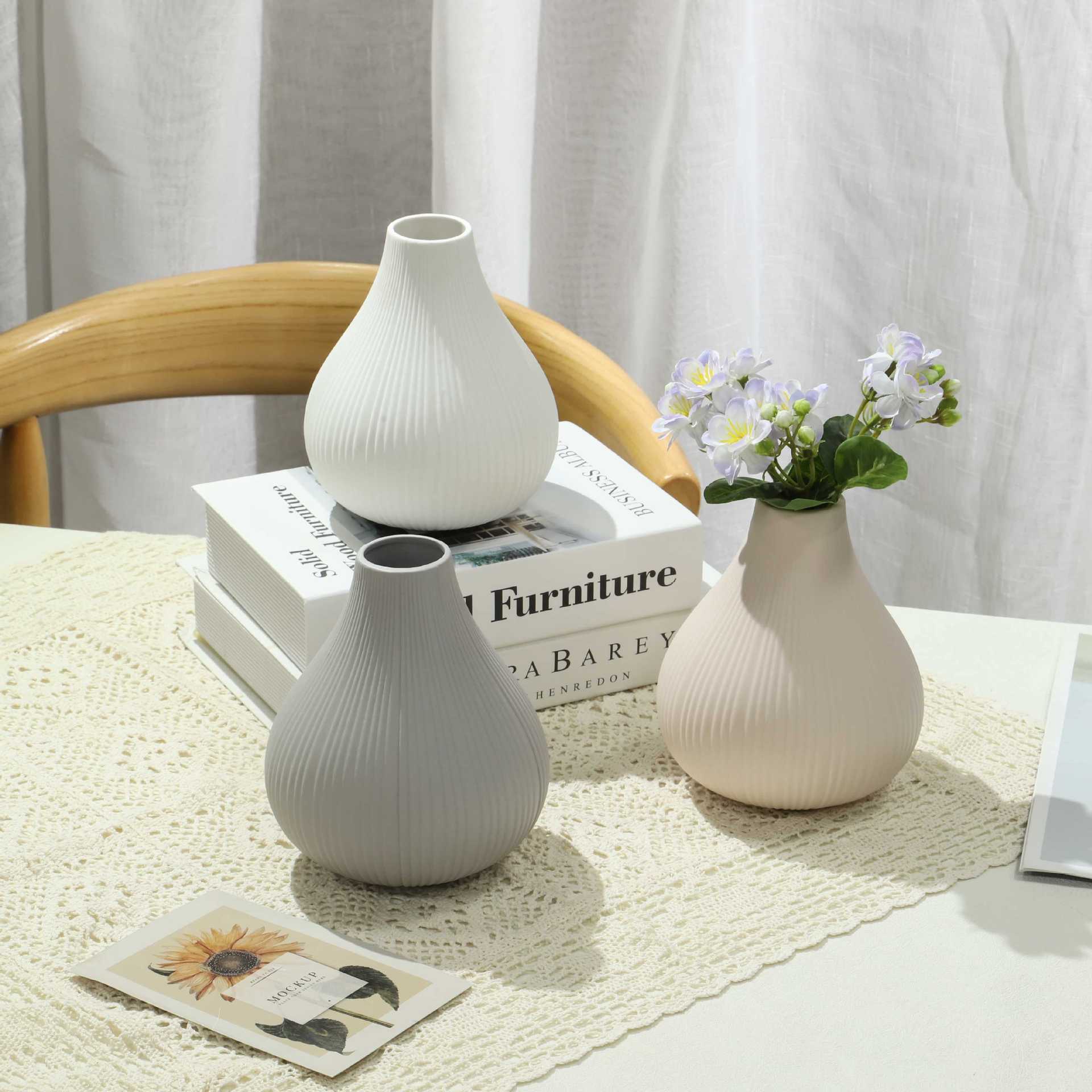 Ins Nórdica creativa decoración del hogar vasijas de cerámica adornos minimalistas vasijas de sala de estar flores secas vasijas de arte