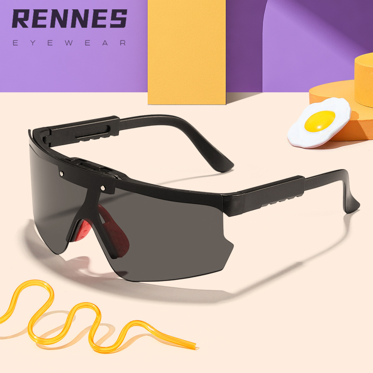 2024 Gafas deportivas de ciclismo al aire libre para niños transfronterizos Nuevas lentes personalizadas Gafas de sol para exteriores reversibles