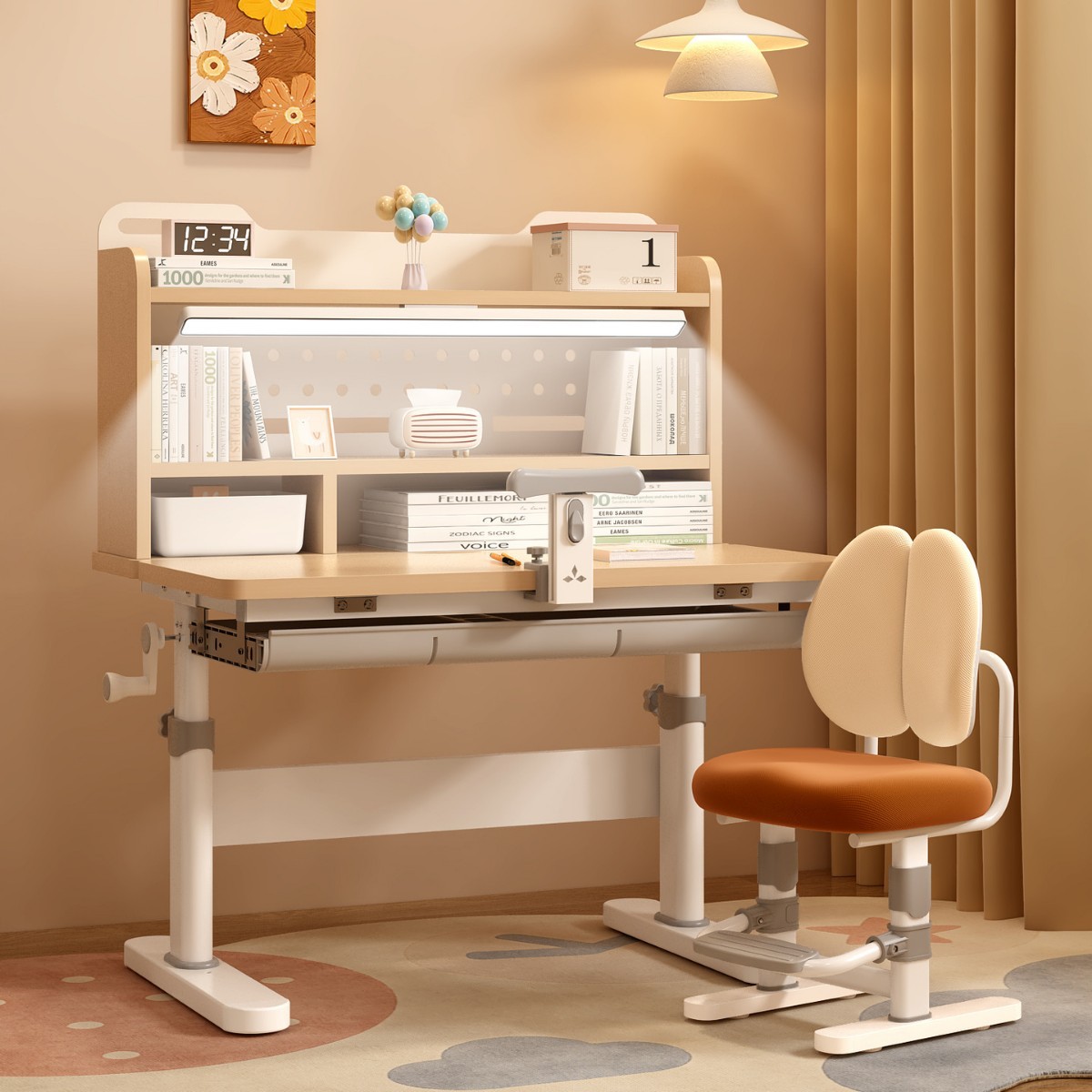 254 youthful wood color + corrector + desk lamp (a set of tables and chairs)