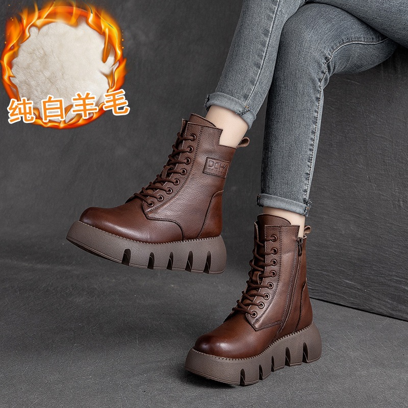 Mã D7482 Giá 2190K: Giày Boot Cổ Thấp Nữ Shntja Mũi Tròn Hàng Mùa Xuân Thu Đông Phục Cổ Cổ Điển Đế Cao Giày Dép Nữ Chất Liệu Vải Bông G05, (Miễn Phí Vận Chuyển Toàn Quốc).