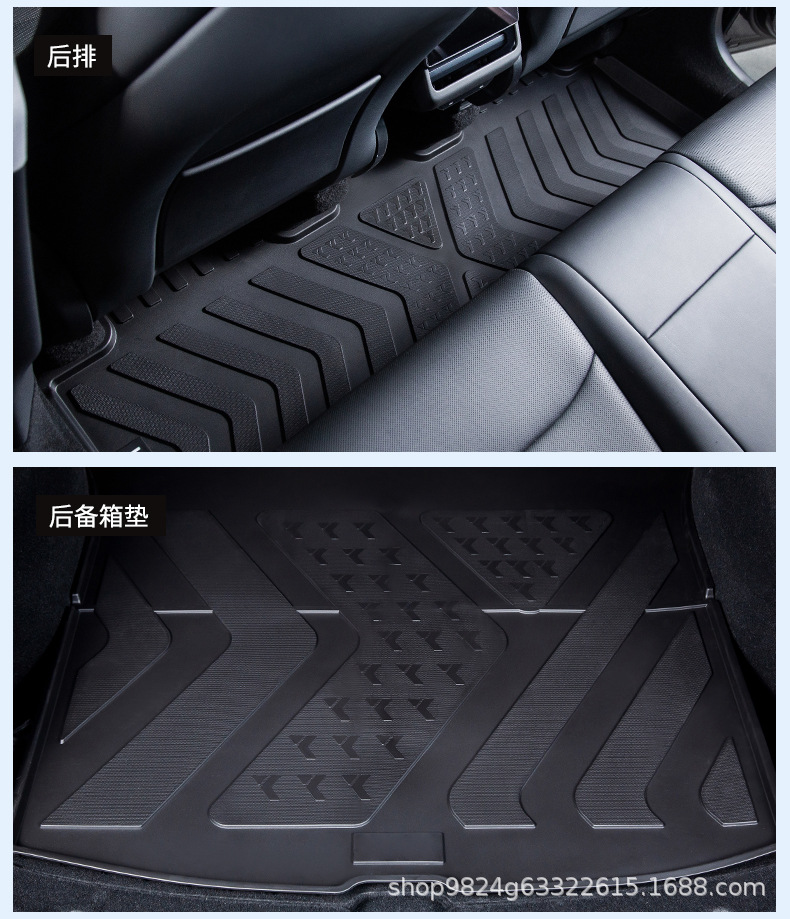 Custom-made eco-friendly and wear-resistant TPE injection-molded floor mats for all Tesla models, full-coverage non-slip car floor mats