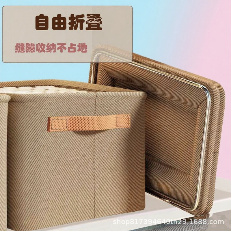 メーカーの新しい人気の厚いスチールリング収納ボックス、シンプルで見栄えの良い布製折りたたみ式寝室衣類収納|undefined