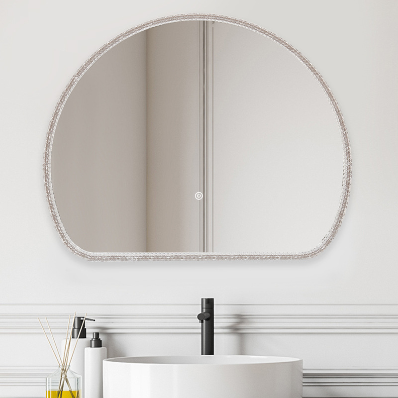 Estante de tocador, gabinete combinado, espejo grande, encimera con luz, espejo de tocador táctil inteligente led