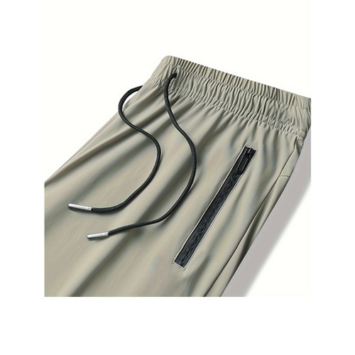 Cross-border men's elastic sports pants summer thin large size ice silk pants straight leg quick-dry casual breathable men's pants