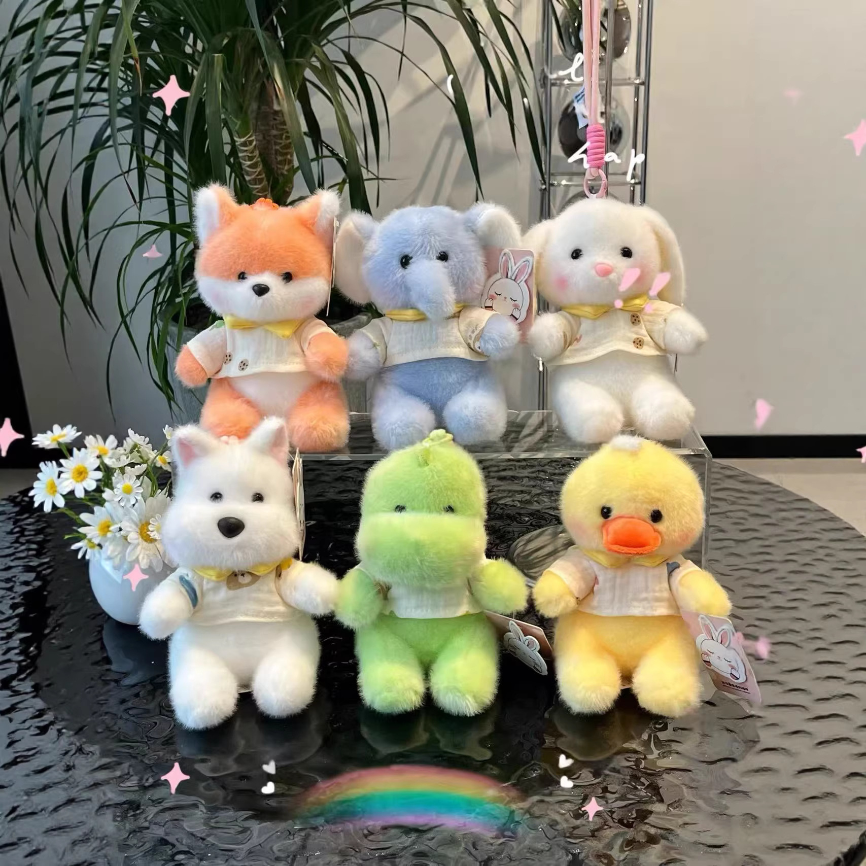 正版睡衣萌宠小恐龙狐狸大象挂件桌伴娃娃公仔陪伴玩偶包包挂件