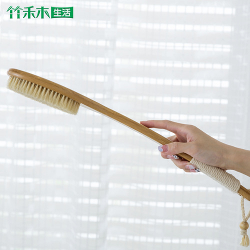 IYR7 long-handled shower brush, bathing brush, curved handle soft-bristle body scrubber for back and body exfoliation, fat-reducing body skin scrubber