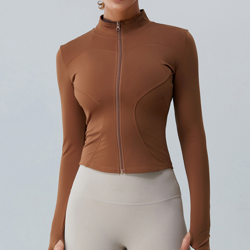 Otoño e invierno nueva chaqueta de yoga con forro polar Ropa de Yoga de manga larga adelgazante para mujer ropa de fitness al aire libre superior deportiva