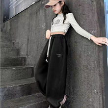 新款可代发女童冬装加绒卫裤休闲裤一体绒束脚裤