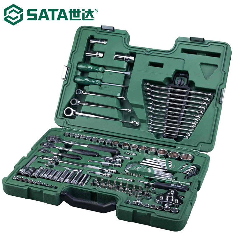 世达09014G工具箱汽车维修综合套筒五金工具棘轮扳手组合129件套