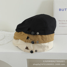 港风潮流复古前进帽男童女童简约帽春秋季画家时尚个性报童贝雷帽